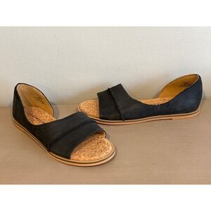 Lucky Brand Fenton Black Cork Footbed DOrsay Flats Women's Size 6M
